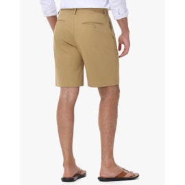 JWM Men's 7" Chino Khaki Shorts - Stretch Golf Casual Summer Dress Polo Walking Cotton Flat Front Shorts with Zip Pocket