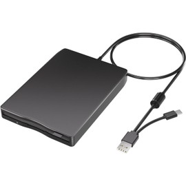 MthsTec USB Floppy Drive, 3.5" External USB & Type-C Floppy Disc Reader, External Floppy Disk Drive Portable 1.44 MB Plug and Play FDD for PC Windows XP 7 8 10 11(White)