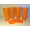 TUPPERWARE - Juego de 4 recipientes clásicos de 16 onzas, color naranja con sellos