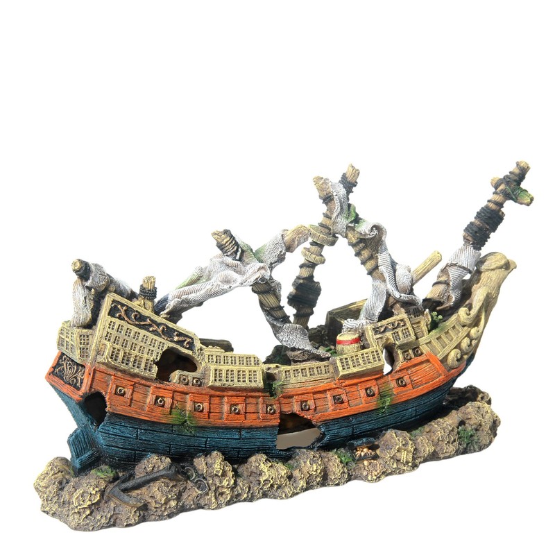 RVQIGYP Large Fish Tank Decoration Treasure Hunting Pirate Ship, Aquarium