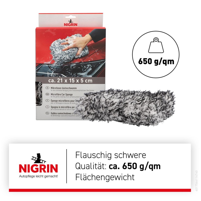 NIGRIN Car Sponge Microfibre Absorbent Lint Free Gentle on Paint