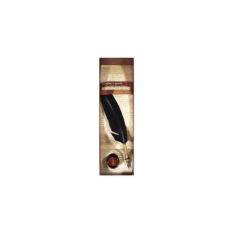 Aladine Writer's Feather Quill Set with Ink in Black