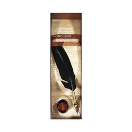 Aladine Writer's Feather Quill Set with Ink in Black