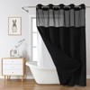 eachope Black No Hook Waffle Weave Shower Curtain with snap-in