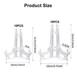 XSEXO 5" and 6" Clear Plastic Easels or Stand/Plate Holders to Display Pictures or Other Items at Weddings, Home Decoration, Birthdays, Tables (20 Pack)
