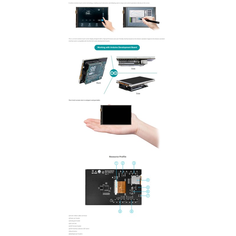 4 Inch TFT LCD Touch Screen Display, Fits Arduino UNO,