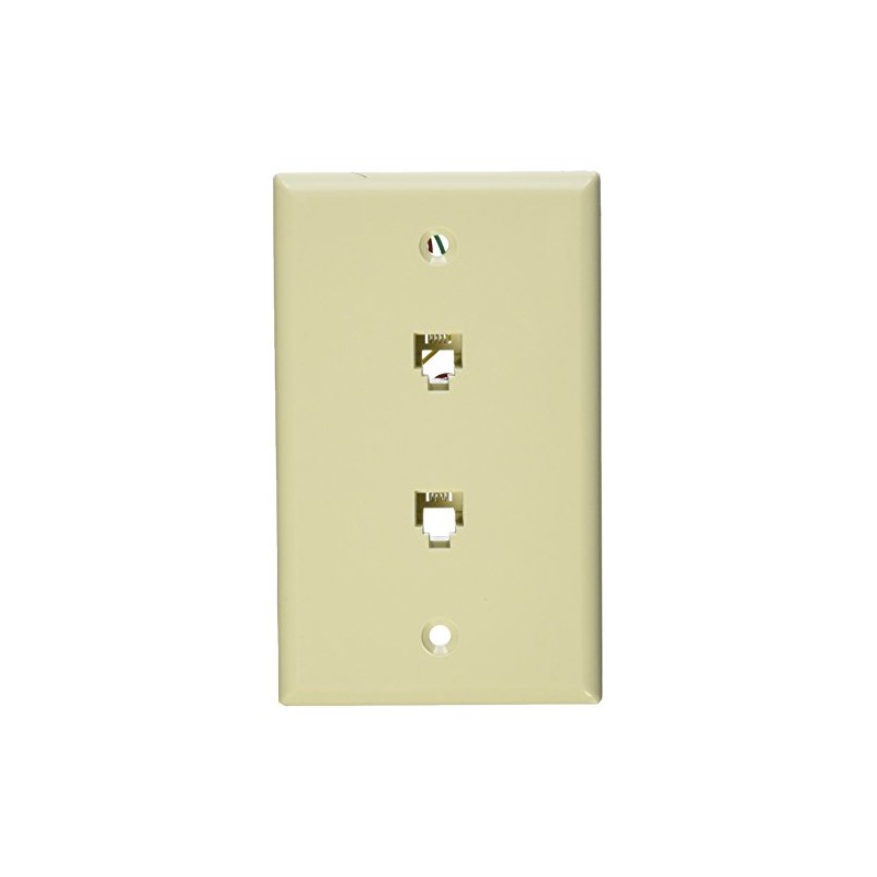 Leviton 40944-I Standard Telephone Wall Jack, 6P4C X 6P4C, Screw