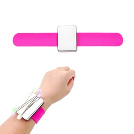 JZK Magnetic Wrist Sewing Needle Cushion, Magnetic Bracelet for Sewing Needles, Needle Holder Bracelet, Portable Arm Pin Cushion, Pink