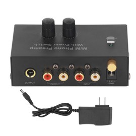 Phono Turntable Preamp Record Player Preamplifier Electronic Sound Stereo Phonograph Preamplifier Low Noise PP500P 100‑240V US Plug