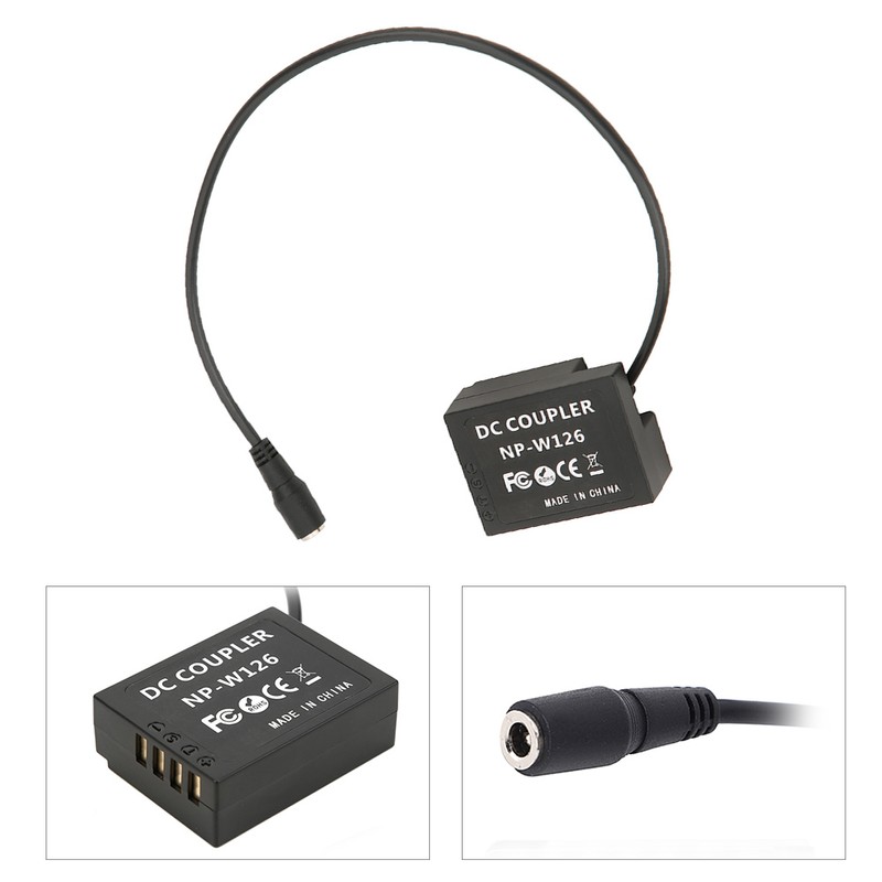 NP W126 Full Decoding Dummy Battery with DC Interface Straight