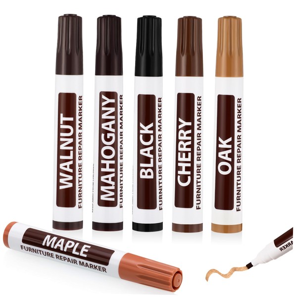 COLLBATH Furniture Touch-up Markers 6 Pack Non-toxic Fast Drying Wood