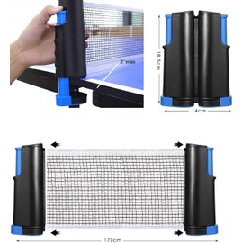 Ping Pong Net, Play Anywhere PPong Retractable Table Tennis Net for Any Table, Portable Ping Pong Net Adjustable Any Table Travel Holder Indoor Outdoor Sports