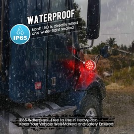 Partsam 2pc 3" Red/Amber Double Face Chrome Round Pedestal Lights 30 LED Sealed Clear Lens Fender Mount Stop Turn Tail Lights Replacement for Peterbilt/Freightliner Trucks Trailers, 10-30V