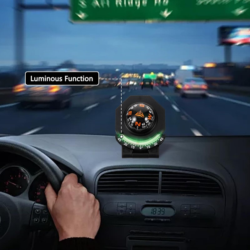 Black Adjustable Ball Night Vision Compass Boat Compass Dash Mount,