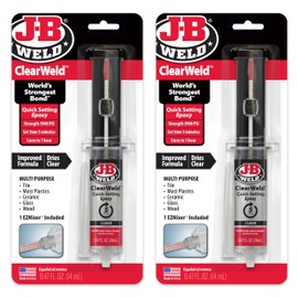 J-B Weld Clear 5 Minute Epoxy, 14ml, Static Mixer, 2 Pack, ClearWeld 14ml, 50114H-2