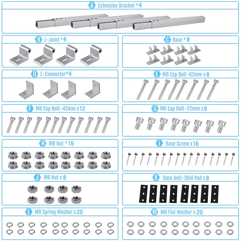 Adjustable Solar Panel Tilt Mount Brackets - Aluminum Alloy Mounting