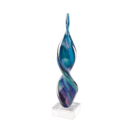 World Faith Modern Design Mouth-Blown Murano Firestorm Corkscrew Style Art Centerpiece