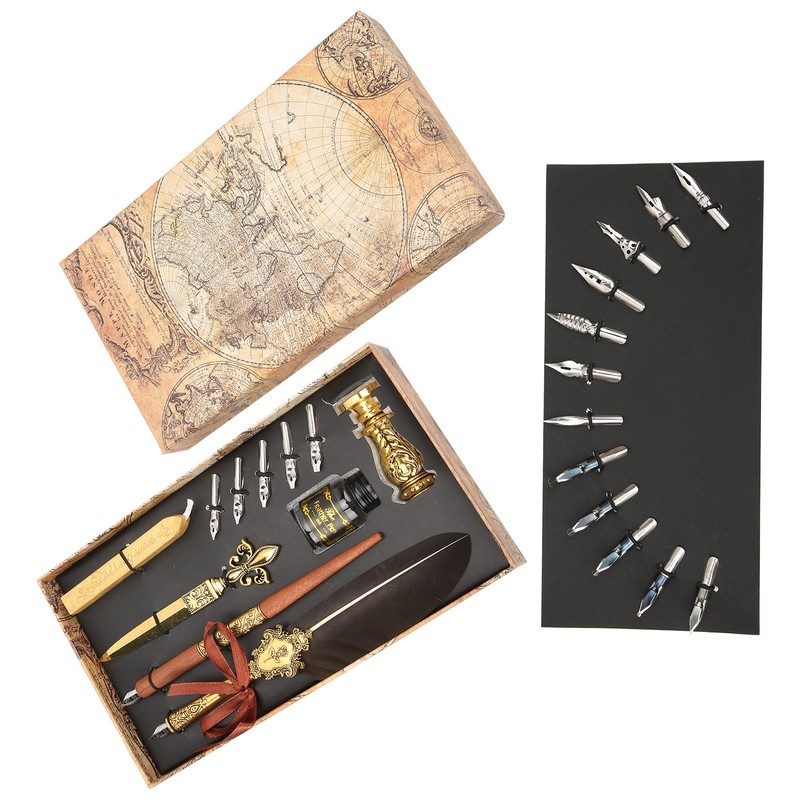 Feather Pen Set Retro British Creativity Writing Suit for Business