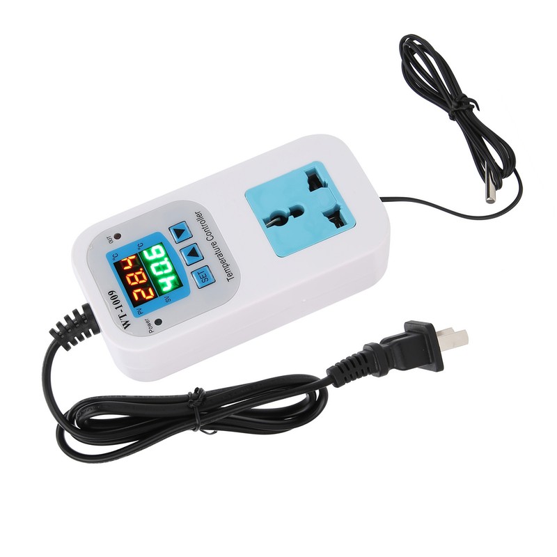 Temperature Controller Digital Dual Display Electronic Control Socket 10A WT‑1009