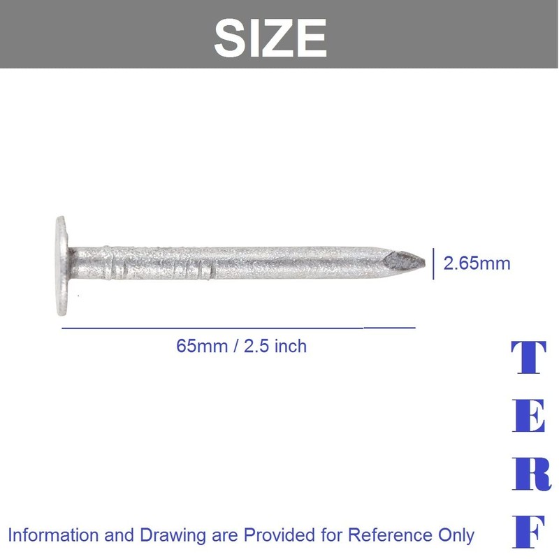 TERF® 65mm X 2.65mm Galvanised Clout Nails 65mm (2.5 inch)