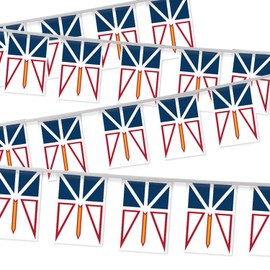 21FT Newfoundland and Labrador Pennant Small Flag Bunting,20 PCS NL Mini String Banner Stripes Decor for Holiday Restaurant Home Party School