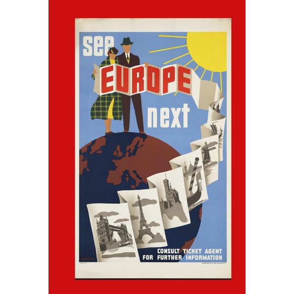 Hardback Journal with See Europe Travel Poster Design Cover: Eclectic