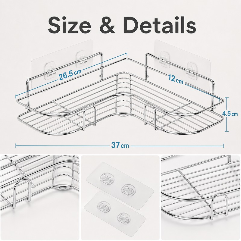 Bathroom Shower Storage Rack for Shampoo and Toiletries - Wall-Mounted