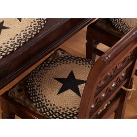 Better Trends Whimsical Collection is Elegant Soft and Heat-Resistant for Dining Table 100 Percent Jute in Vibrant Colors, Chair Pad, Black Star