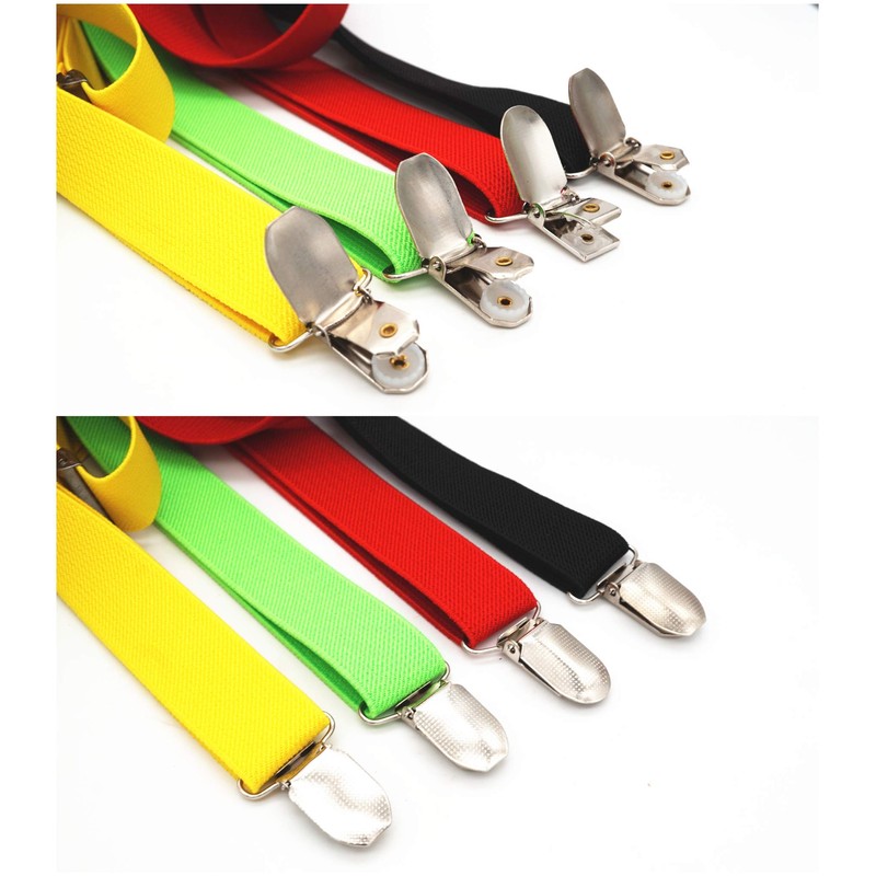 WannGe Mens Suspenders 1" Inch Elastic Adjustable Y-Back Clip-on Suspender