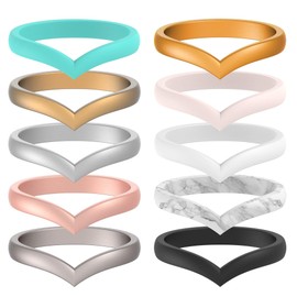 icooci 10 Packs Stackable Braided Silicone Wedding Ring – Thin and Stackble Braided Rubber Wedding Bands,No-Toxic,Skin Safe – Comfortable Minimalist Band –Beads Collection