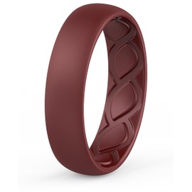 Saco Band Silicone Ring for Women - 6mm Width 1.9mm Thick (Dark Red C - Size 6.5-7 (17.35mm))
