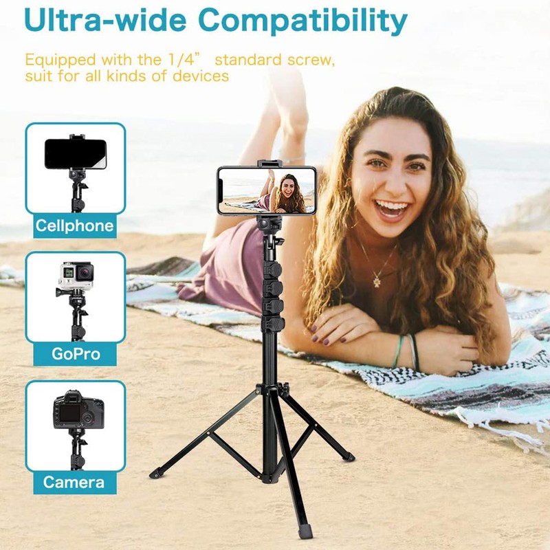 62 Inch Selfie Stick Tripod Extendable Cell Phone Tripod Stand