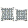Golden Retriever and Daisy Flower Pattern Dusty Blue Throw Pillow