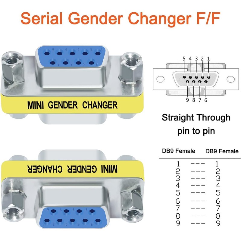 RS232C DB9 Convert Small Adapter Gender Changer (9 Pin Female