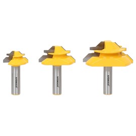 Yonico Lock Miter Router Bit Set 3 Bit 45 Degree 1/2-Inch Shank 15334