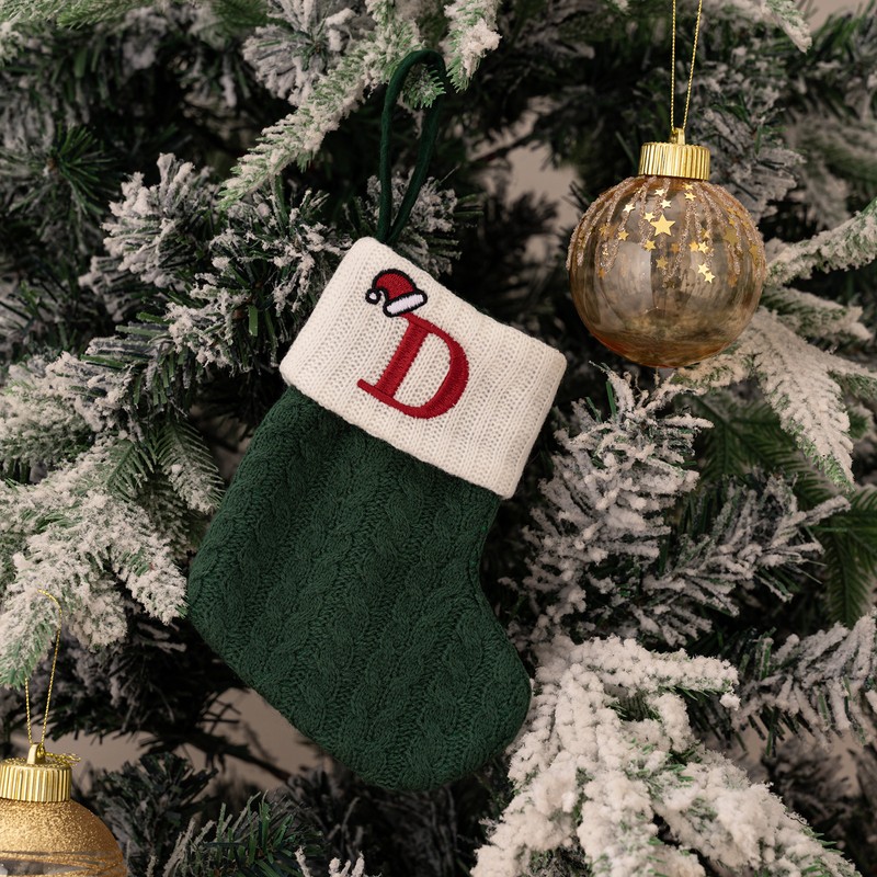 Christmas Stocking – Green A-Z Letter Hanging Christmas Stockings, Christmas