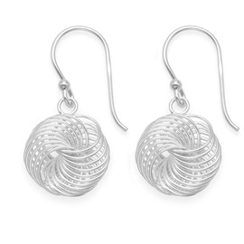 Heather Needham Sterling Silver Earrings - SIZE: 13mm x 12mm plus wires. Premium quality wool knot dangly spiral earrings - weight 3gms. NEW LOWER PRICE Gift boxed 6187