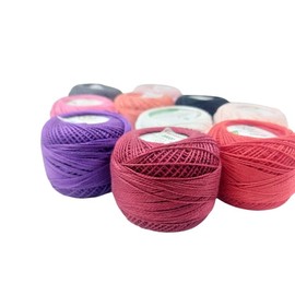 10 Pieces Pearl Cotton Double Shaded Anchor Crochet Cotton Embroidery Thread Balls Size 8 Pearl Balls 2 Ply Crochet Yarn Embroidery (8 Meters Each) (Multicolor 03)