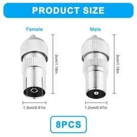 AXFEE Antenna Connector Set, 4 Coaxial Plugs and 4 Coaxial Sockets, Male & Female Cable Connector Adapter for Coaxial Satellite Cable Antenna Cable Set of 8