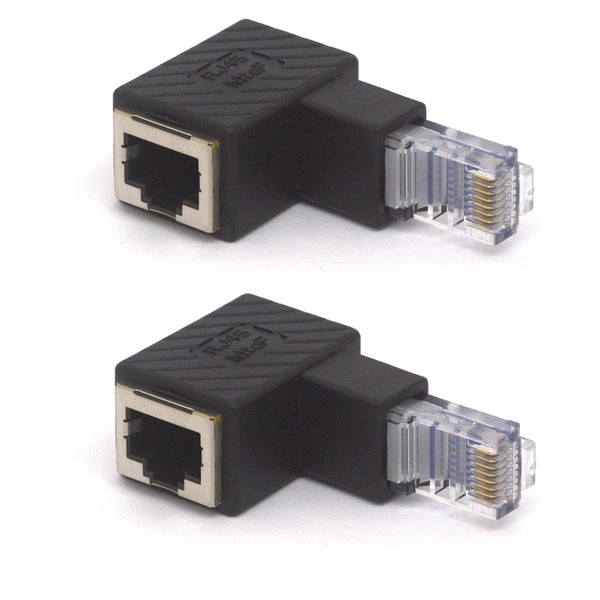 GLHONG Angled RJ45 Ethernet Adapter, 90 Degree RJ45 8P8C Male