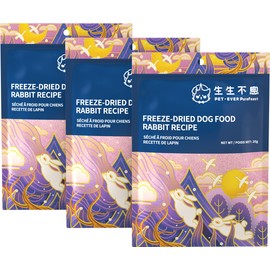 PET-EVER PureFeast Freeze-Dried Dog Food Topper - Grain Free High Protein Dog Training Treats - Health Dry Food Mixers for Dogs (Rabbit Recipe - 2.1 Ounce)