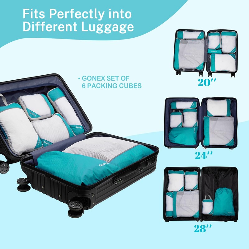 Compression Packing Cube 6 Pieces, Gonex Robust & Durable |