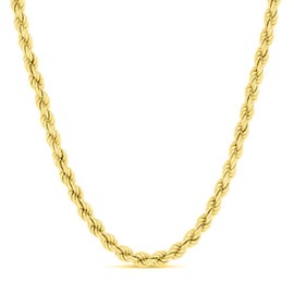 Verona Jewelers 925 Sterling Silver Diamond-Cut Rope Chain Necklace 2MM, 3MM, 4MM - 925 Braided Twist Italian Necklace, 925 Rope Chain, 14K Gold Over Silver Rope Chain Necklace (18, 4MMGOLD)
