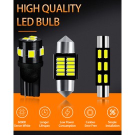 MEALAM White LED Bulbs Package Kit Compatible with 2010 2010 2011 2012 2013 2014 2015 2016 2017 2018 2019 2020 2021 Toyota 4Runner Interior Light + License Plate Light and Install Tool, 16 Piece