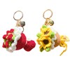 HUANGLWLIUF 2PCS Creative Roses/Sunflower Crochet Keychain Charms Crochet Flower Pendant