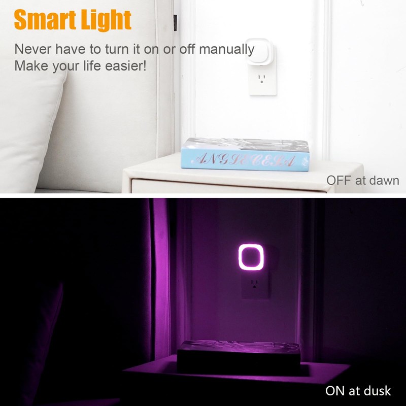 YUNLEX 2 Pack Plug in Dimmable Night Light, Square Nightlight,