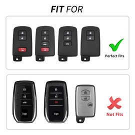 T-carbon Real Glass Fiber Key Fob Cover with Keychain Compatible with Toyota Tacoma Sequoia Tundra 4Runner Highlander RAV4 Camry Corolla Avalon Smart Key, Blue