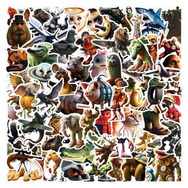 100Pcs Italian Brainrot Stickers, Tung Tung Tung Sahur Cartoon Animals Stickers, Vinyl Waterproof Decals for Laptop Luggage Skateboard Bicycle, Kids and Teens