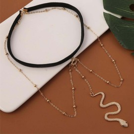 Atentuyi Punk Snake Leg Chain Beads Thigh Chain Gold Thigh Leg Chain Elastic Harness Bikini Snake Body Chain Beach Boho Beads Thigh Jewellery for Women Girls