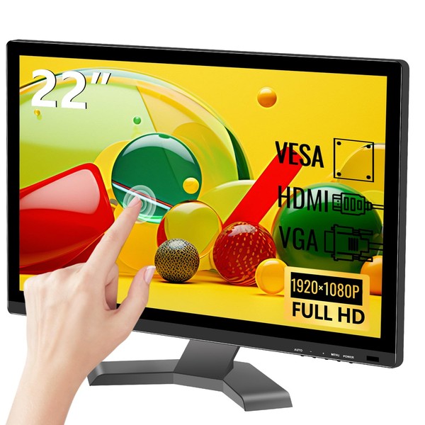 22 Inch Touchscreen Monitor, FHD 1080P Computer Monitor, HDMI VGA